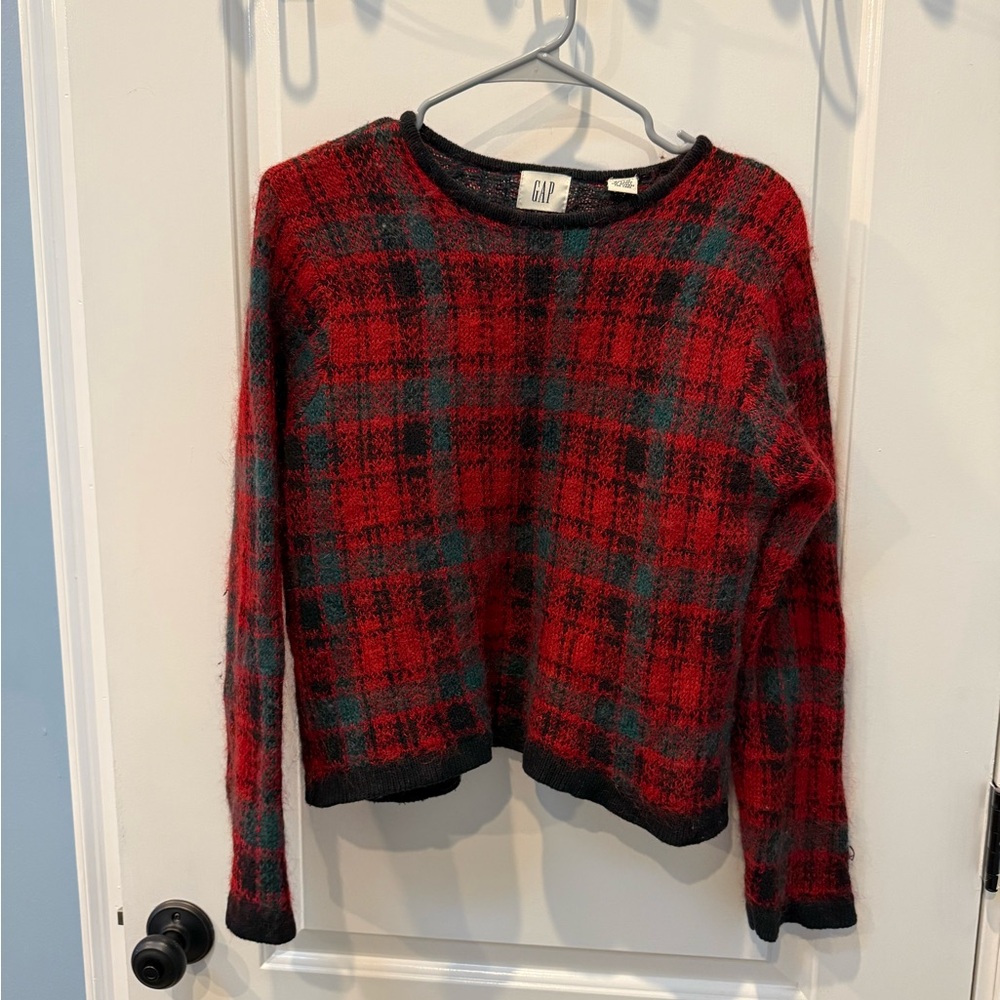 Vintage GAP 90s Red and Green Plaid Sweater